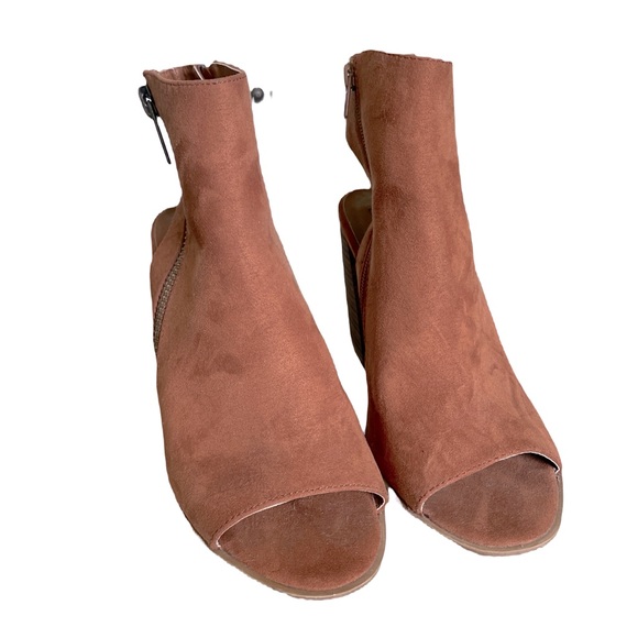 Faux Suede Peep-Toe Booties - Picture 3 of 6